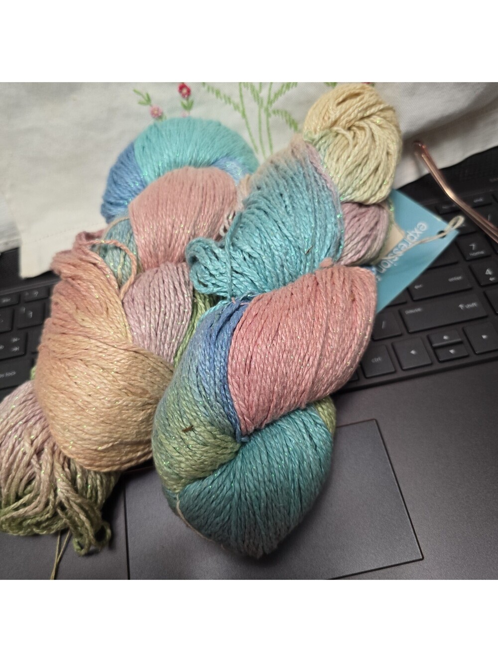 2 TROPCIAL SMOOTHIE  HTF Expression Fiber Arts Soft Sparkle Silk Sport 300y each